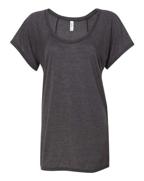 BELLA + CANVAS 8801 Women’s Flowy Raglan Tee - Dark Grey Heather - front