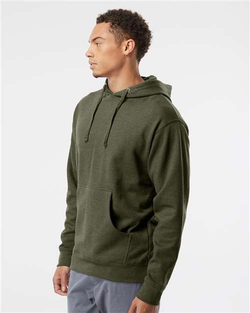 Independent Trading Co. SS4500 Midweight Hooded Sweatshirt - Army Heather - model side