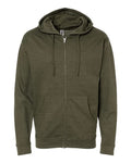 Independent Trading Co. SS4500Z Midweight Full-Zip Hooded Sweatshirt - Army Heather - flat front