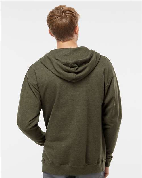 Independent Trading Co. SS4500Z Midweight Full-Zip Hooded Sweatshirt - Army Heather - model back