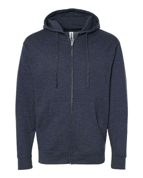 Independent Trading Co. SS4500Z Midweight Full-Zip Hooded Sweatshirt - Classic Navy Heather - flat front