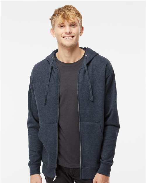Independent Trading Co. SS4500Z Midweight Full-Zip Hooded Sweatshirt - Classic Navy Heather - model front