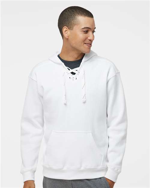 J. America 8830 Men's Sport Lace Hooded Sweatshirt - White - model front