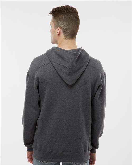 J. America 8830 Men's Sport Lace Hooded Sweatshirt - Charcoal Heather - model back