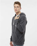 J. America 8830 Men's Sport Lace Hooded Sweatshirt - Charcoal Heather - model side
