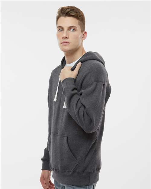 J. America 8830 Men's Sport Lace Hooded Sweatshirt - Charcoal Heather - model side
