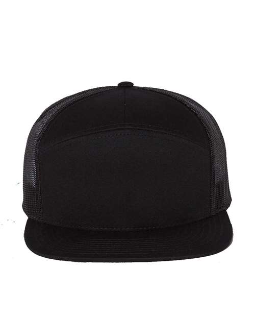 Richardson 168 Seven-Panel Trucker Cap - Black - front