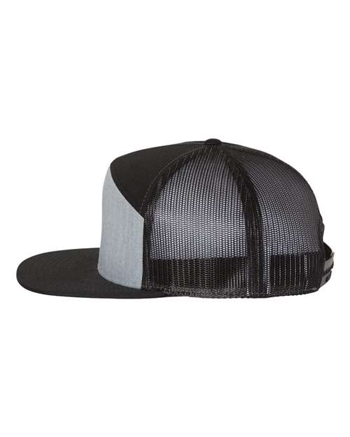 Richardson 168 Seven-Panel Trucker Cap - Heather Grey/ Black - side