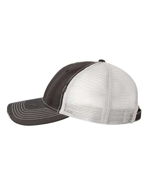 Valucap 3150 Bounty Dirty-Washed Mesh-Back Cap - Black/ Silver - side