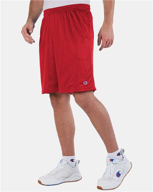 Champion S162 Unisex 9" Mesh Shorts with Pockets - Scarlet - model side