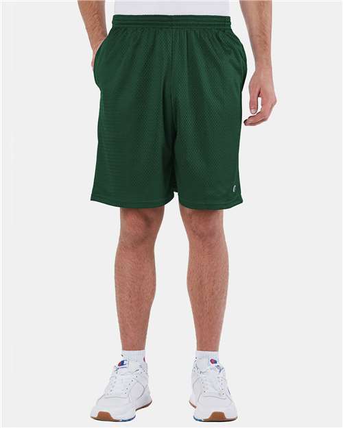 Champion S162 Unisex 9" Mesh Shorts with Pockets - Athletic Dark Green - model front