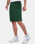 Champion S162 Unisex 9" Mesh Shorts with Pockets - Athletic Dark Green - model side
