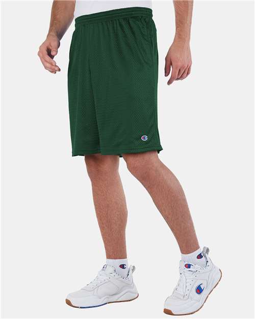 Champion S162 Unisex 9" Mesh Shorts with Pockets - Athletic Dark Green - model side