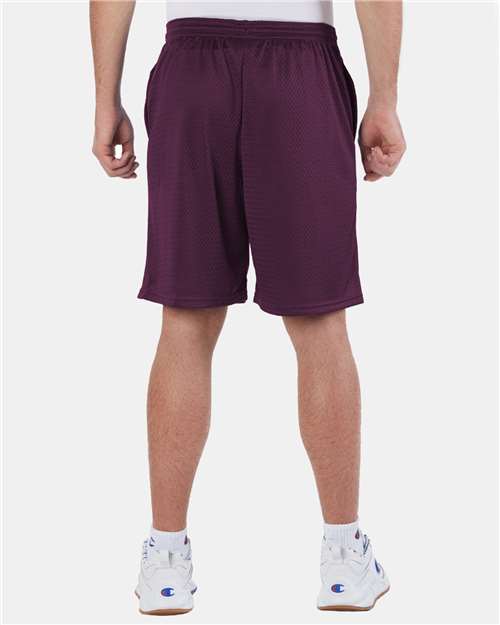 Champion S162 Unisex 9" Mesh Shorts with Pockets - Maroon - model back