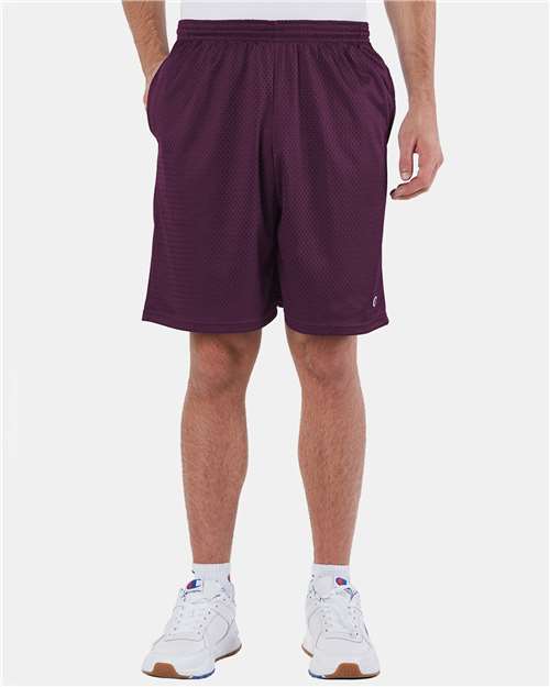 Champion S162 Unisex 9" Mesh Shorts with Pockets - Maroon - model front