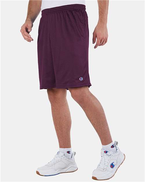 Champion S162 Unisex 9" Mesh Shorts with Pockets - Maroon - model side