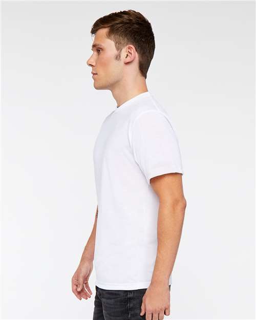 SubliVie 1910 Men's Polyester Sublimation Tee - White - model side