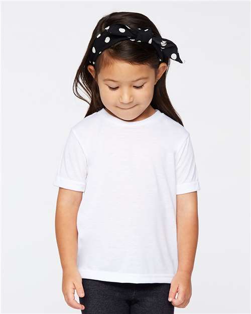 SubliVie 1310 Toddler Polyester Sublimation Tee - White - model front