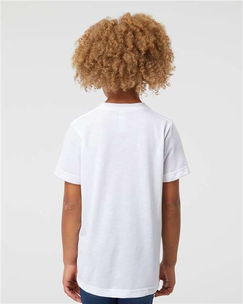 SubliVie 1210 Youth Polyester Sublimation Tee - White - model back
