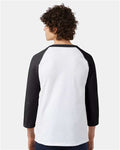 Champion T137 Unisex Raglan Sleeve Baseball T-Shirt - White/ Black - model back
