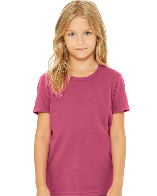Bella + Canvas 3001Y Youth Jersey Tee - Berry - model front