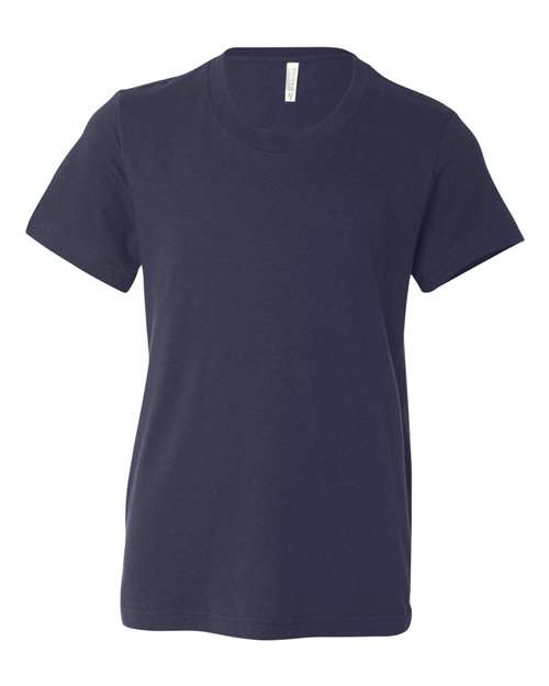 Bella + Canvas 3001Y Youth Jersey Tee - Navy - flat front