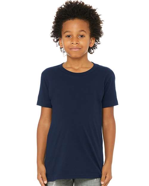 Bella + Canvas 3001Y Youth Jersey Tee - Navy - model front