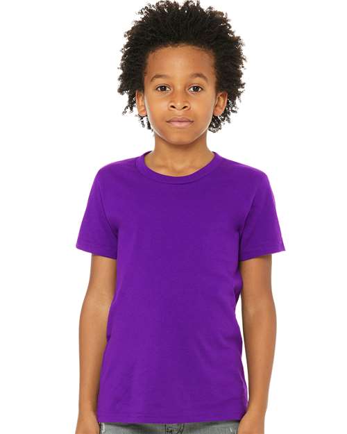 Bella + Canvas 3001Y Youth Jersey Tee - Team Purple - model front