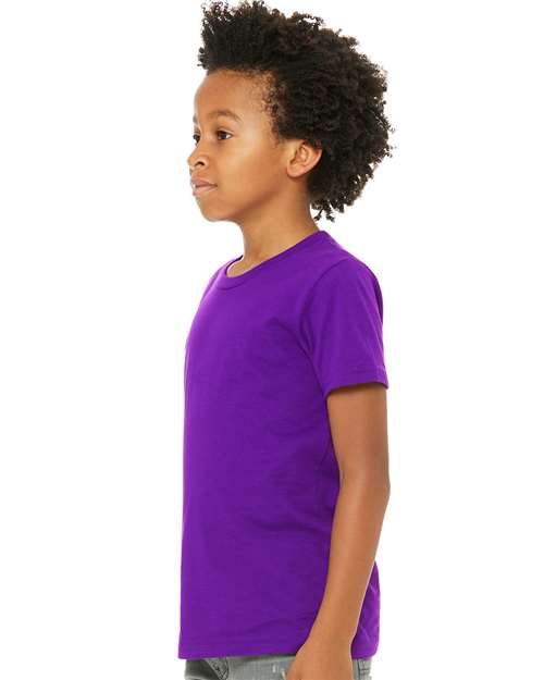 Bella + Canvas 3001Y Youth Jersey Tee - Team Purple - model side