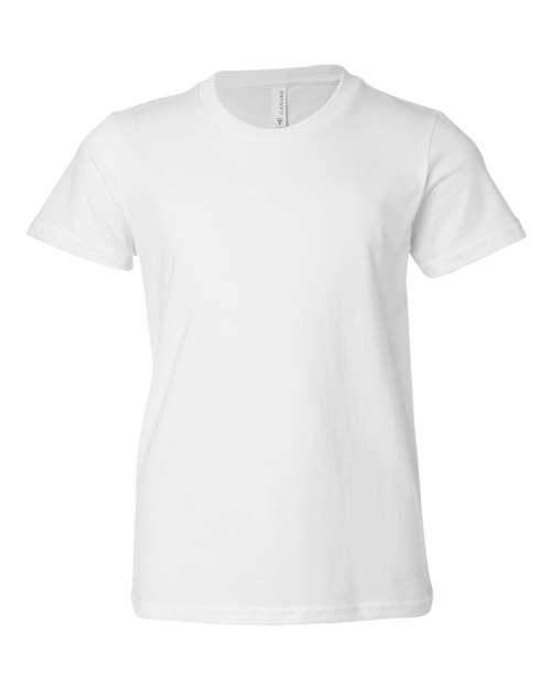 Bella + Canvas 3001Y Youth Jersey Tee - White - flat front