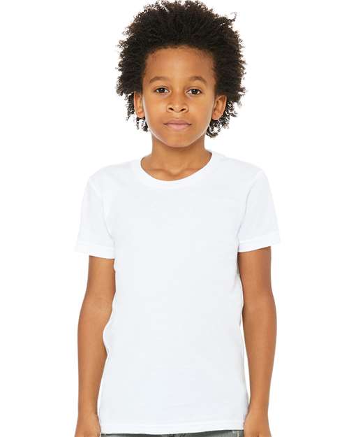 Bella + Canvas 3001Y Youth Jersey Tee - White - model front