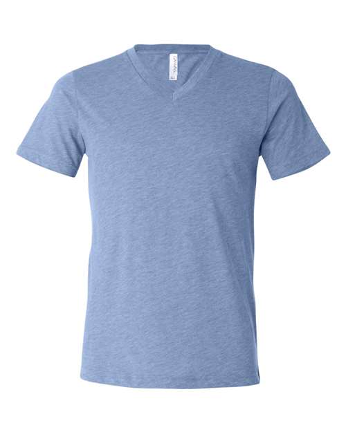Bella + Canvas 3415 Triblend V-Neck Tee - Blue Triblend - front