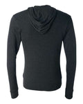 BELLA + CANVAS 3939 Unisex Triblend Lightweight Full-Zip Hooded Long Sleeve Tee - Charcoal Black Triblend - back