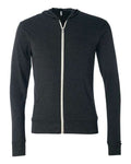 BELLA + CANVAS 3939 Unisex Triblend Lightweight Full-Zip Hooded Long Sleeve Tee - Charcoal Black Triblend - front