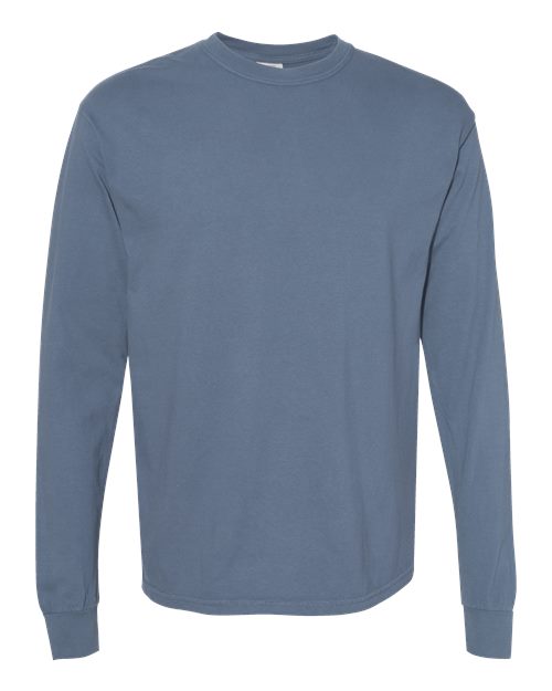 Comfort Colors 6014 Garment-Dyed Heavyweight Long Sleeve T-Shirt - Blue Jean - front