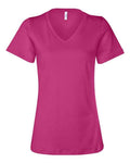 BELLA + CANVAS 6405 Women’s Relaxed Jersey V-Neck Tee - Berry - front