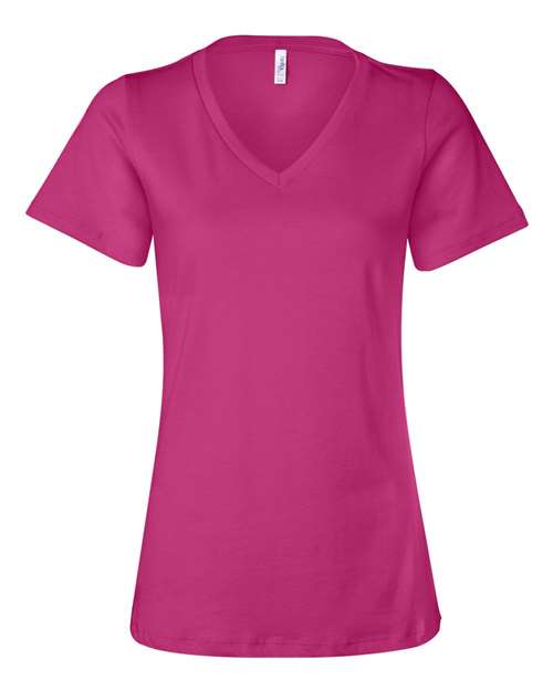 BELLA + CANVAS 6405 Women’s Relaxed Jersey V-Neck Tee - Berry - front