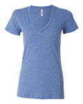 BELLA + CANVAS 8435 Women’s Triblend Deep V-Neck Tee - Blue Triblend - front