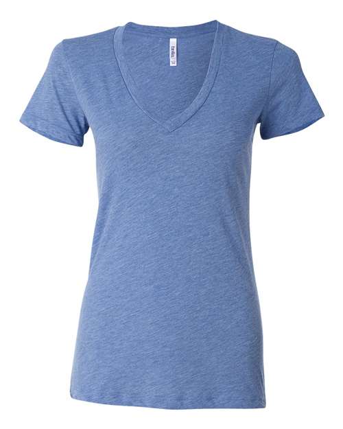 BELLA + CANVAS 8435 Women’s Triblend Deep V-Neck Tee - Blue Triblend - front