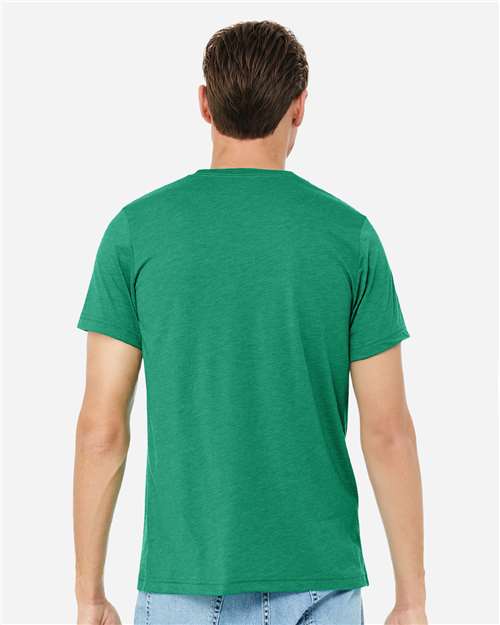 Bella+Canvas 3413 Unisex Triblend Short Sleeve Tee - Kelly Triblend - model back