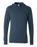 BELLA + CANVAS 3512 Unisex Jersey Hooded Long Sleeve Tee - Heather Navy - front