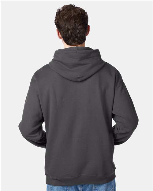Hanes P170 EcoSmart Hooded Sweatshirt - Smoke Grey - model back