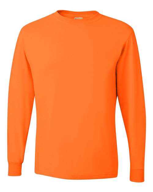 Jerzees 29LSR Unisex Dri-Power Long Sleeve 50/50 T-Shirt - Safety Orange - front
