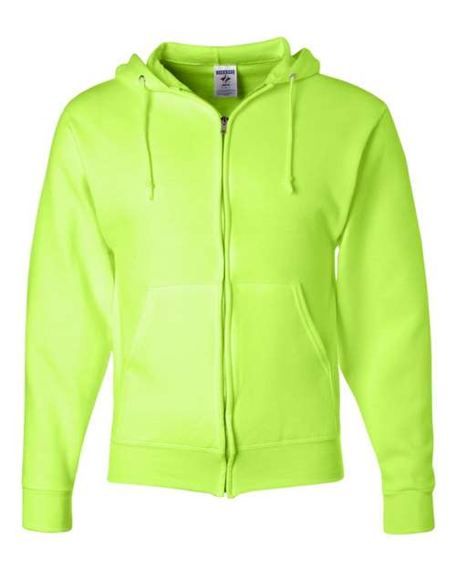 Jerzees 993MR Unisex NuBlend Full-Zip Hooded Sweatshirt - Safety Green - front