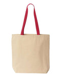 Liberty Bags 8868 Natural Tote with Contrast-Color Handles - Natural/ Red - front