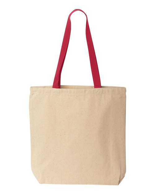 Liberty Bags 8868 Natural Tote with Contrast-Color Handles - Natural/ Red - front