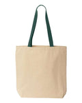 Liberty Bags 8868 Natural Tote with Contrast-Color Handles - Natural/ Forest - front