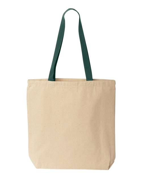 Liberty Bags 8868 Natural Tote with Contrast-Color Handles - Natural/ Forest - front