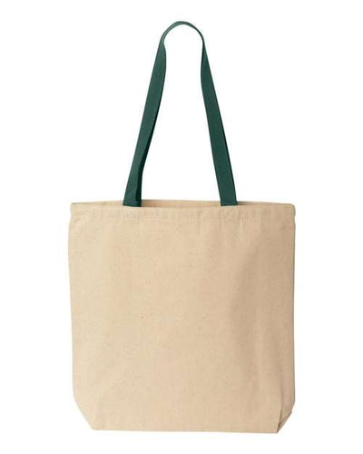 Liberty Bags 8868 Natural Tote with Contrast-Color Handles - Natural/ Forest - front