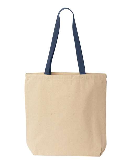 Liberty Bags 8868 Natural Tote with Contrast-Color Handles - Natural/ Navy - front